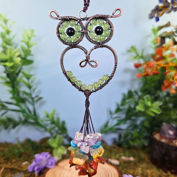 Handmade Green Aventurine Crystal Owl Décor #11 - Picture 1 of 2